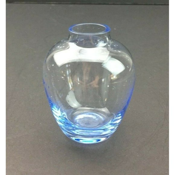 Clear Blue Tinted Glass Fishbowl Style Flower Bud Vase Small 2.75in Decoration - Picture 1 of 7